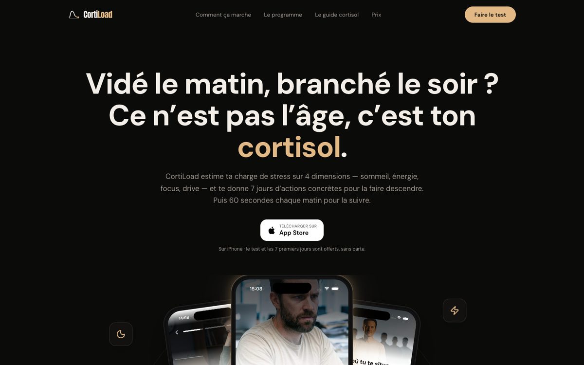 Page d'accueil du site CortiLoad